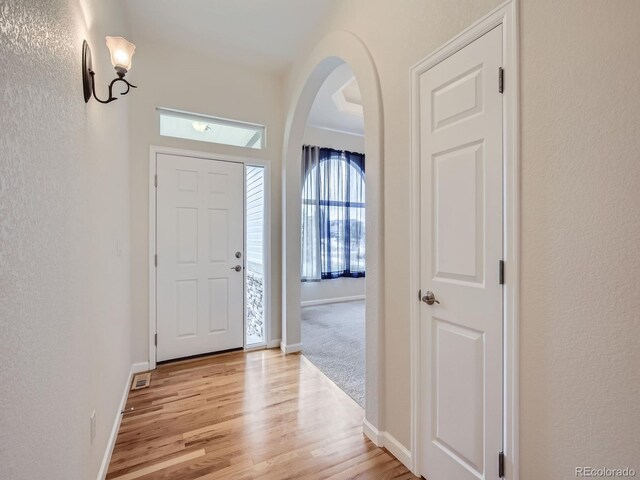 entryway featuring light hardwood / wood-style flooring