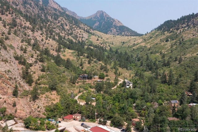 birds eye view of property with a mountain view