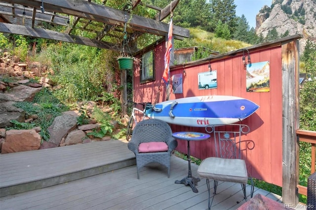 deck featuring a pergola