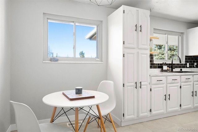 dining area with sink