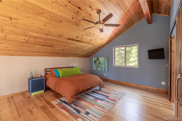 344 Puma Pl, Fairplay, CO 80440 - bedroom with wood ceiling, light wood-type flooring, and a ceiling fan
