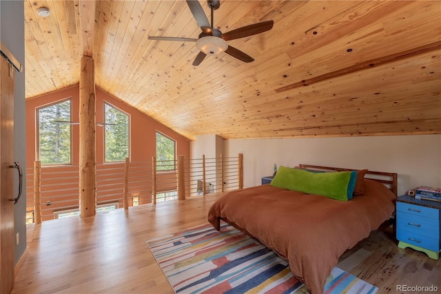 344 Puma Pl, Fairplay, CO 80440 - bedroom featuring multiple windows, wood finished floors, wood ceiling, and vaulted ceiling