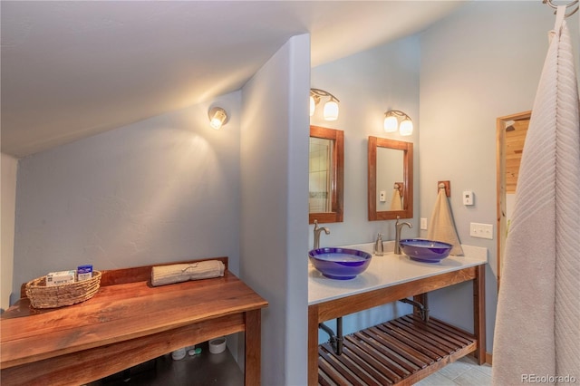 344 Puma Pl, Fairplay, CO 80440 - full bath with vaulted ceiling and double vanity