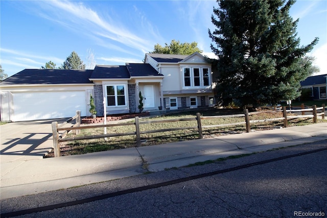 view of front of property featuring a garage