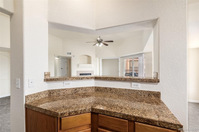 kitchen with ceiling fan