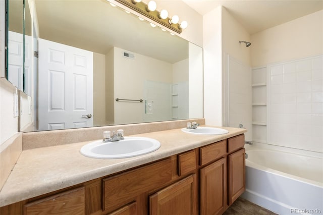 bathroom with vanity and shower / bathtub combination