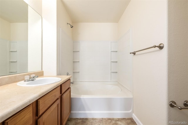 bathroom featuring vanity and bathing tub / shower combination