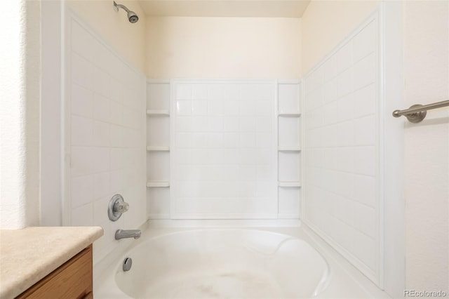 bathroom with vanity and shower / bath combination