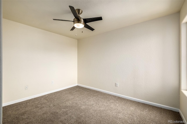 empty room with carpet and ceiling fan