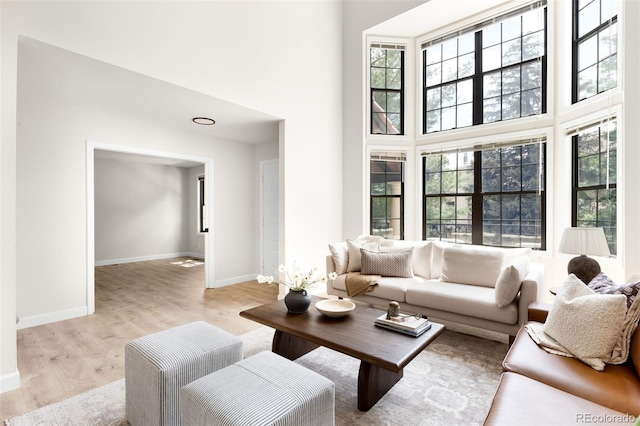 1530 S Quebec Way Unit 24, Denver, CO 80231 - living room featuring a high ceiling and light wood-type flooring