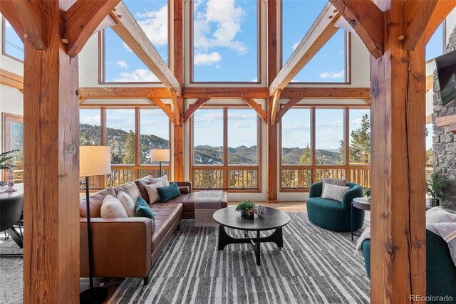 13326 Kuehster Rd, Littleton, CO 80127 - living room with a mountain view and a towering ceiling