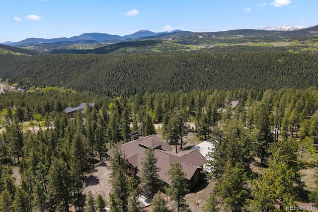 aerial view with a mountain view