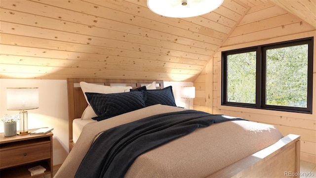 32778 Janelle Ln, Golden, CO 80403 - bedroom with wooden ceiling, wood walls, and vaulted ceiling