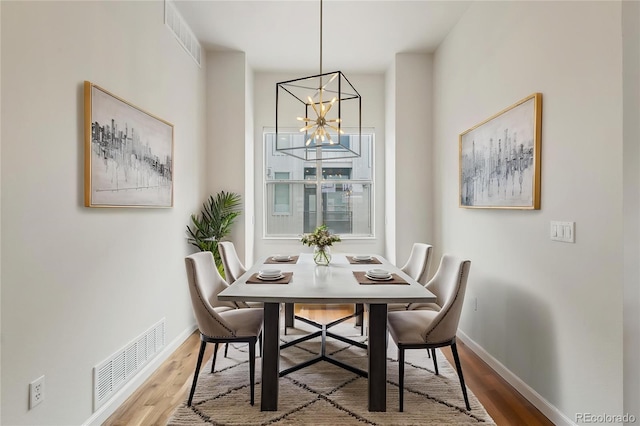 2680 Blake St Unit 4, Denver, CO 80205 - dining space featuring a chandelier and wood finished floors