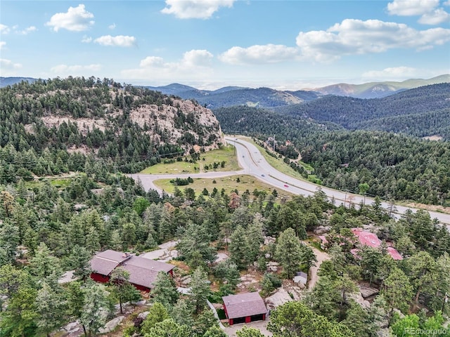 8940 S Brandenburger Dr, Morrison, CO 80465 - aerial view of a heavily wooded area and a mountain backdrop