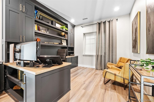 6589 Canyonpoint Rd, Castle Pines, CO 80108 - office space with recessed lighting, baseboards, and light wood-type flooring