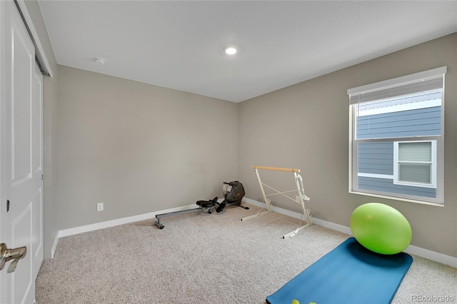 7465 E 157th Pl, Thornton, CO 80602 - workout room featuring carpet, baseboards, and recessed lighting
