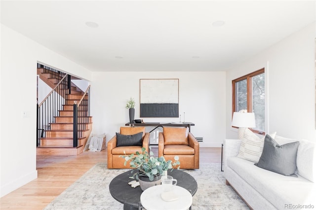 living room with light wood-type flooring