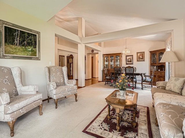 view of carpeted living area