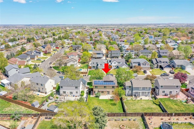 drone / aerial view featuring a residential view