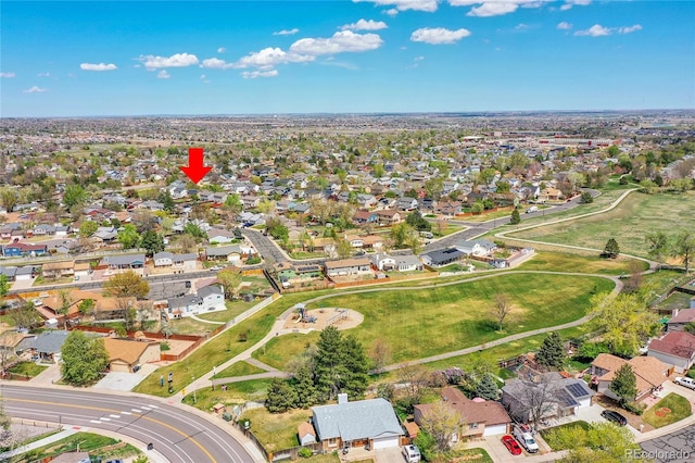 drone / aerial view featuring a residential view