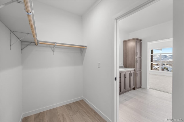 walk in closet featuring light wood-style flooring