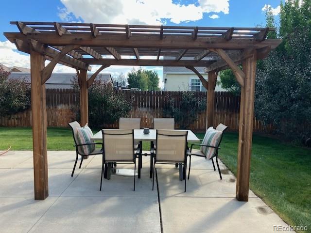 view of patio / terrace featuring a pergola