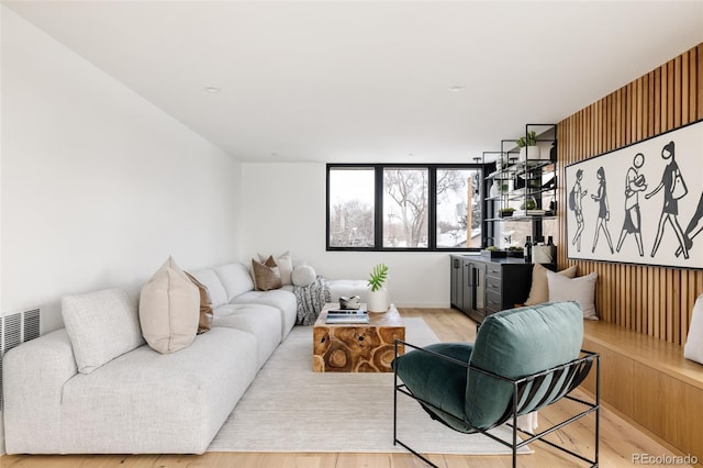 living room featuring light hardwood / wood-style flooring