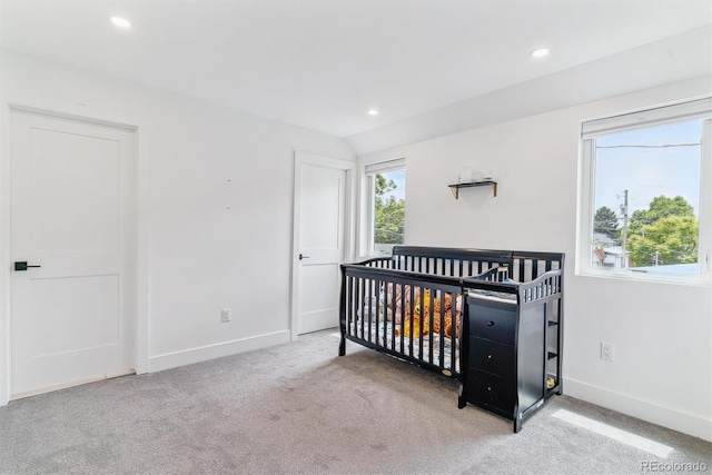 2280 W 42nd Ave, Denver, CO 80211 - bedroom with carpet, baseboards, recessed lighting, and a nursery area