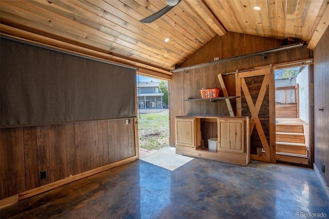storage room with a ceiling fan