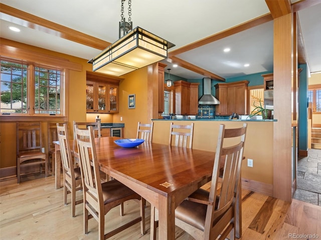3395 Timbergate Trl, Evergreen, CO 80439 - dining space featuring light wood-type flooring, healthy amount of natural light, and recessed lighting