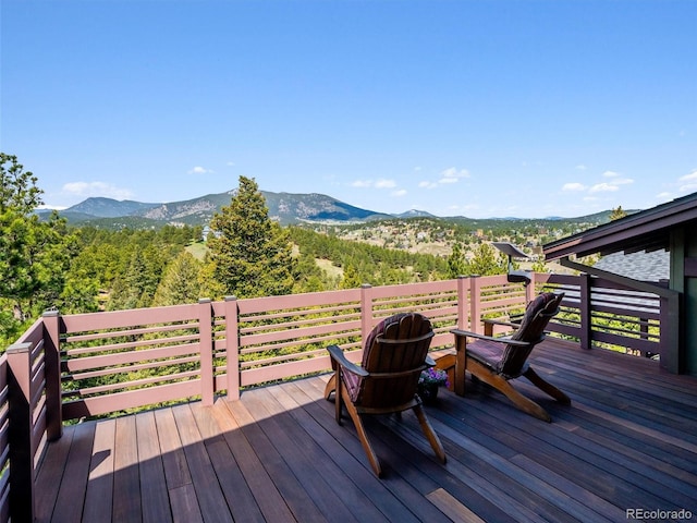 3395 Timbergate Trl, Evergreen, CO 80439 - wooden deck featuring a mountain view