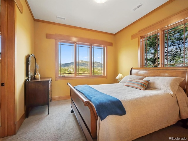 3395 Timbergate Trl, Evergreen, CO 80439 - bedroom with light colored carpet and crown molding