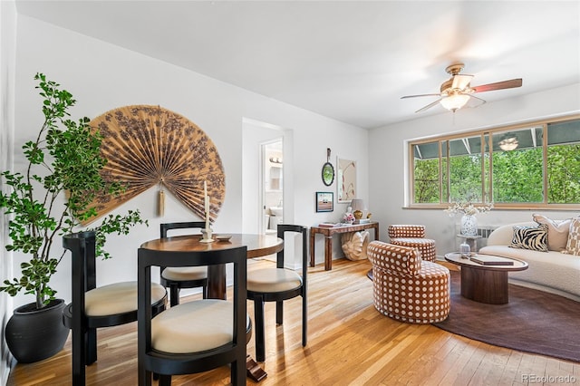 2100 N Franklin St Unit 5, Denver, CO 80205 - dining room featuring light wood-style flooring and a ceiling fan