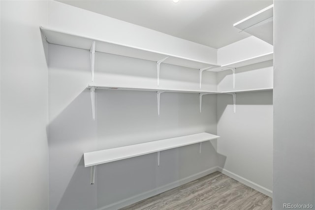 walk in closet featuring light hardwood / wood-style floors