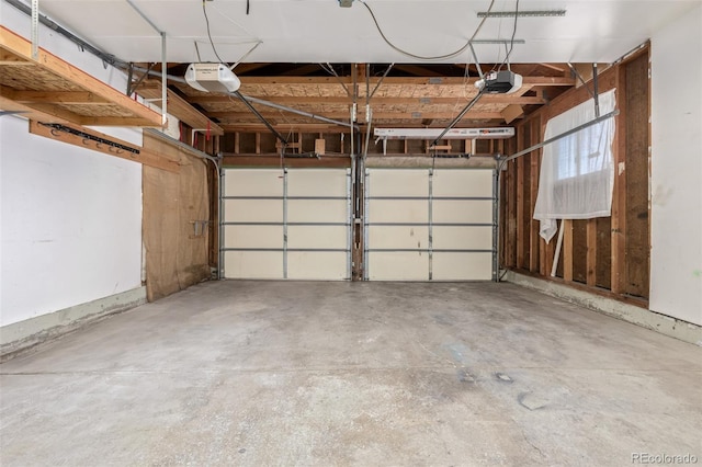 garage with a garage door opener