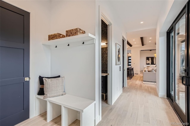 mudroom featuring light wood-type flooring