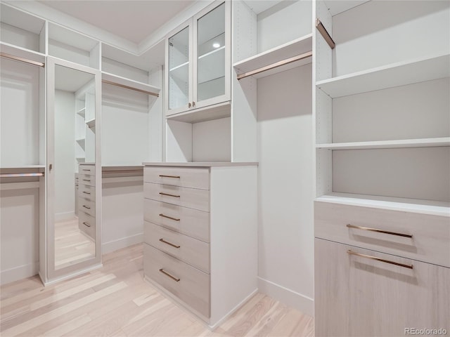 spacious closet with light wood-type flooring