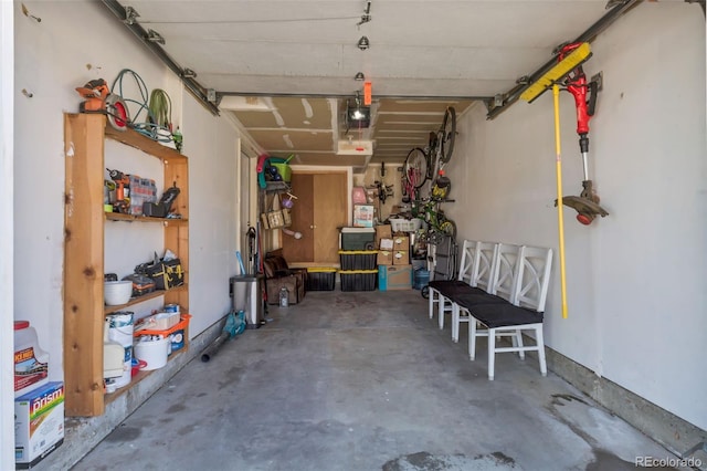 garage with a garage door opener