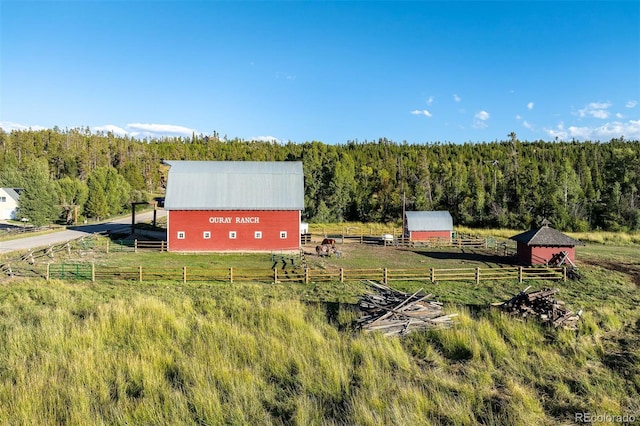 drone / aerial view with a rural view