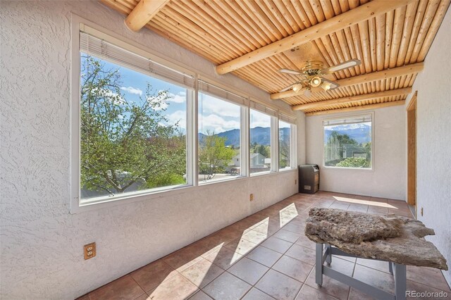1055 N 18th St, Colorado Springs, CO 80904 - sunroom / solarium featuring wooden ceiling, a textured wall, and beam ceiling
