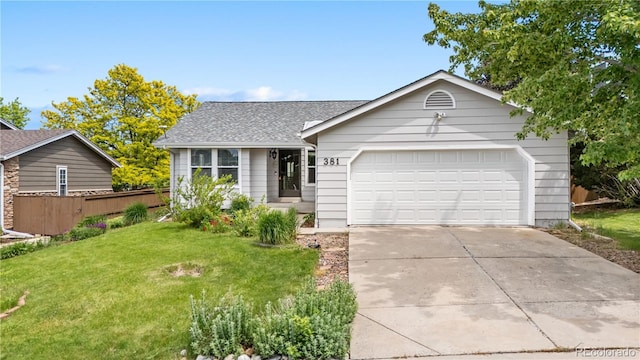 381 Mountain Cloud Cir, Highlands Ranch, CO 80126 - view of front of property featuring driveway, an attached garage, and a shingled roof