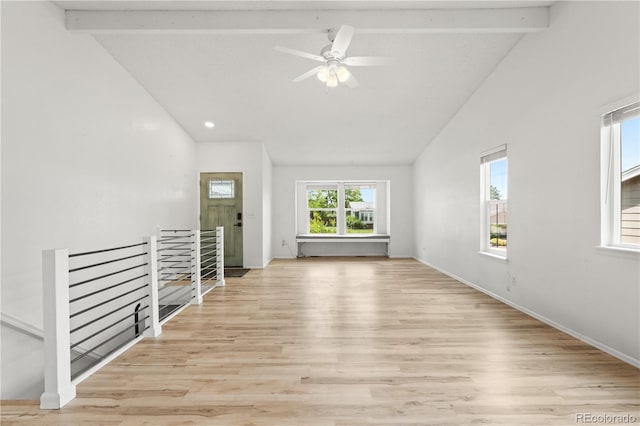 381 Mountain Cloud Cir, Highlands Ranch, CO 80126 - unfurnished living room with light wood-type flooring, ceiling fan, baseboards, and recessed lighting