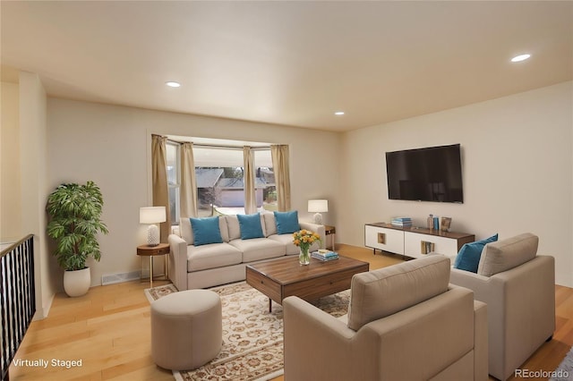 3785 S Benton Way, Denver, CO 80235 - living room featuring wood finished floors and recessed lighting