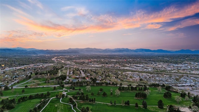 drone / aerial view with a mountain view