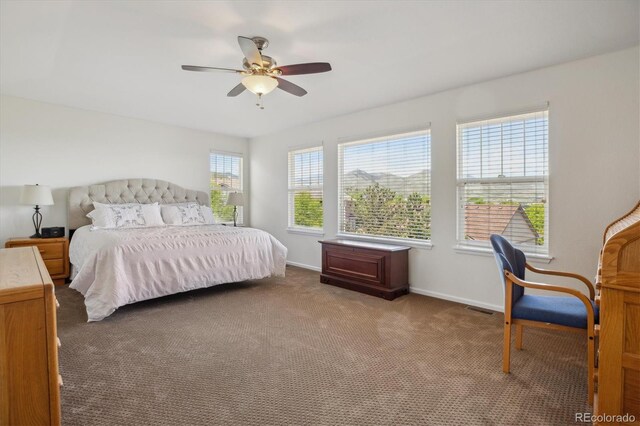 10448 Kicking Horse Dr, Littleton, CO 80125 - bedroom featuring carpet, a ceiling fan, and baseboards