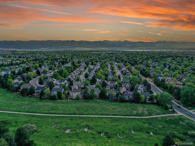 848 Huntington Pl, Highlands Ranch, CO 80126 - aerial view at dusk of a mountain view