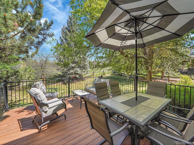 848 Huntington Pl, Highlands Ranch, CO 80126 - deck featuring outdoor dining space
