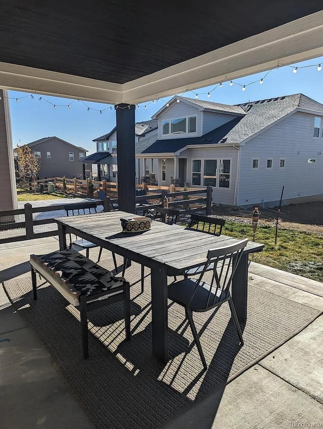6332 E 142nd Pl, Thornton, CO 80602 - view of patio / terrace featuring outdoor dining space and a residential view