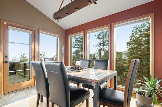 13452 Riley Peak Rd, Conifer, CO 80433 - dining room with vaulted ceiling